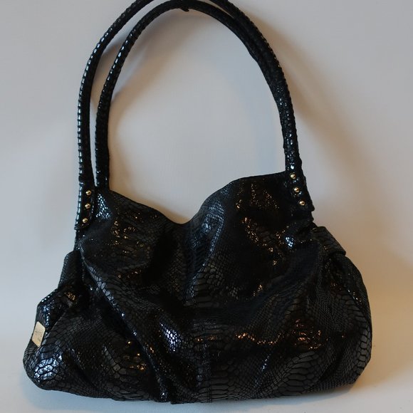 PERLINA STUDIO EMBOSSED PATENT  LEATHER HANDBAG * - Picture 6 of 10